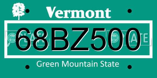 68BZ500 Vermont License Plate
