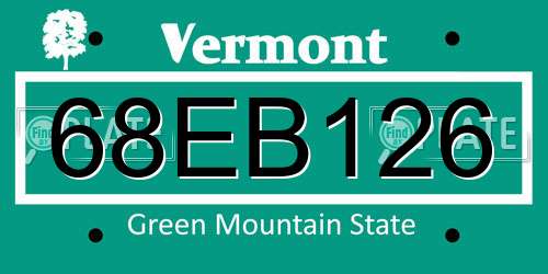 68EB126 Vermont License Plate