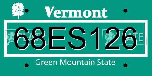68ES126 Vermont License Plate