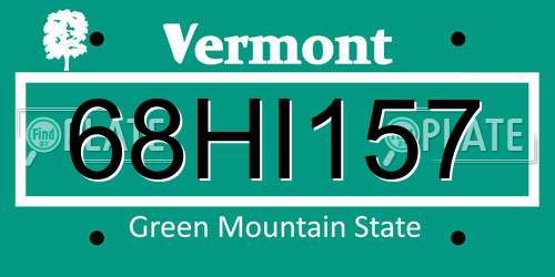 68HI157 Vermont License Plate