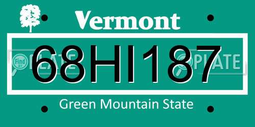 68HI187 Vermont License Plate