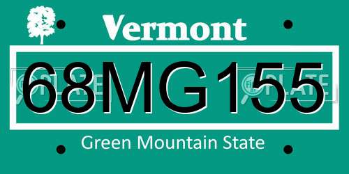 68MG155 Vermont License Plate