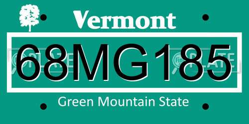 68MG185 Vermont License Plate