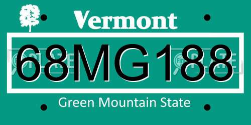 68MG188 Vermont License Plate