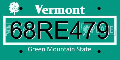 68RE479 Vermont License Plate