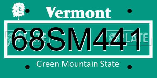 68SM441 Vermont License Plate