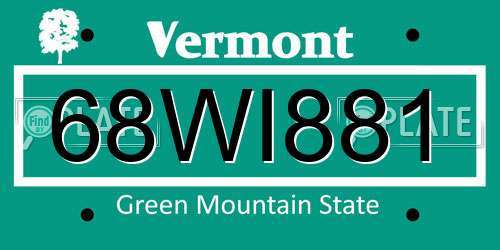 68WI881 Vermont License Plate
