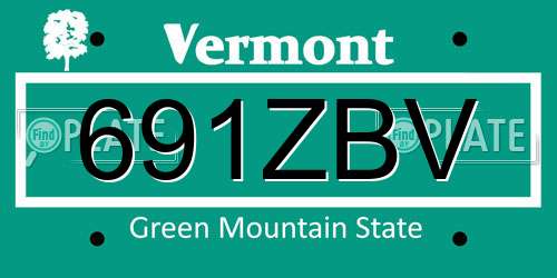 691ZBV Vermont License Plate