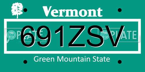 691ZSV Vermont License Plate
