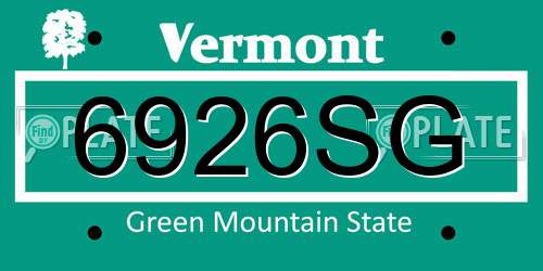 6926SG Vermont License Plate