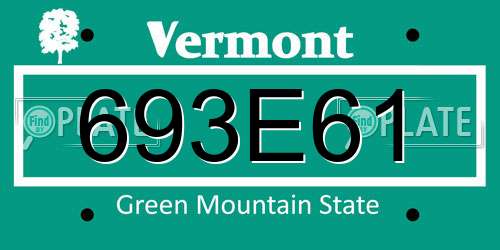 693E61 Vermont License Plate