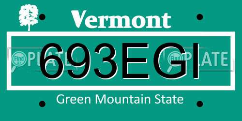 693EGI Vermont License Plate