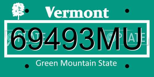 69493MU Vermont License Plate