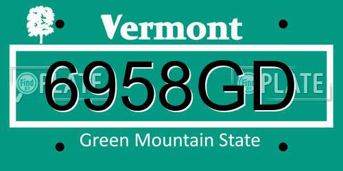 6958GD Vermont License Plate