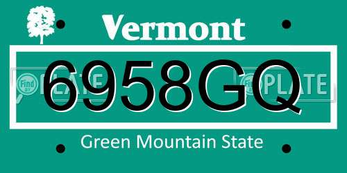 6958GQ Vermont License Plate