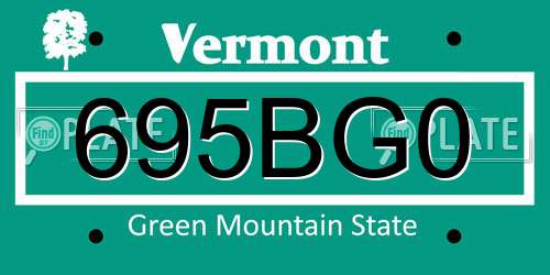 695BG0 Vermont License Plate