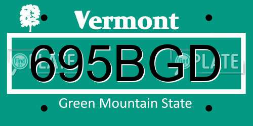 695BGD Vermont License Plate
