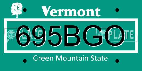 695BGO Vermont License Plate
