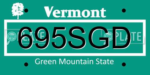 695SGD Vermont License Plate