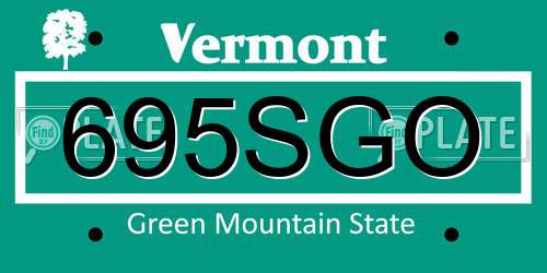 695SGO Vermont License Plate