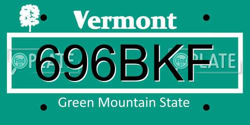 696BKF Vermont License Plate