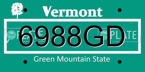 6988GD Vermont License Plate