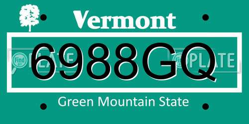6988GQ Vermont License Plate