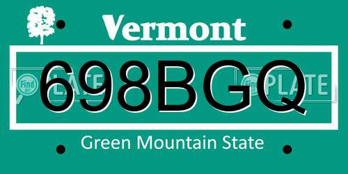 698BGQ Vermont License Plate