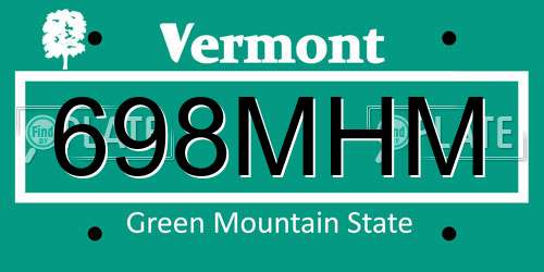 698MHM Vermont License Plate