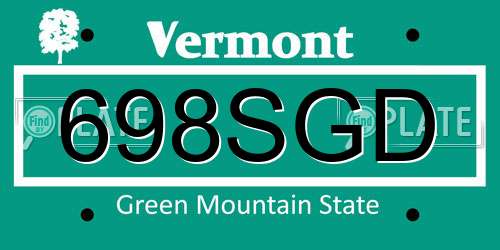 698SGD Vermont License Plate