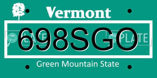 698SGO Vermont License Plate