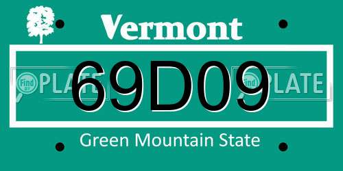 69D09 Vermont License Plate