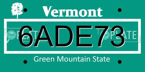 6ADE73 Vermont License Plate