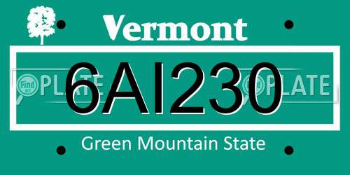 6AI230 Vermont License Plate