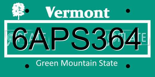 6APS364 Vermont License Plate