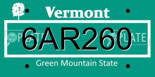 6AR260 Vermont License Plate
