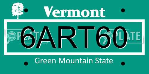 6ART60 Vermont License Plate