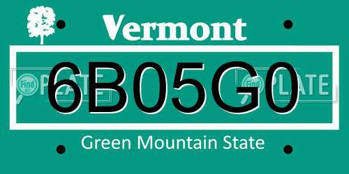 6B05G0 Vermont License Plate
