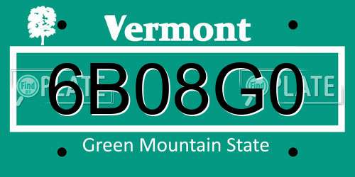 6B08G0 Vermont License Plate