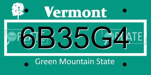 6B35G4 Vermont License Plate