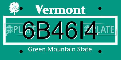 6B46I4 Vermont License Plate