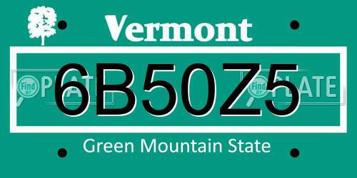 6B50Z5 Vermont License Plate