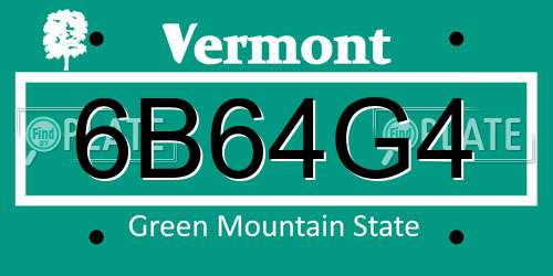 6B64G4 Vermont License Plate