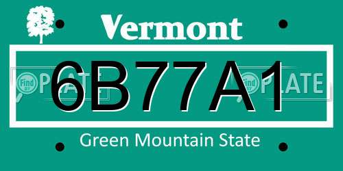 6B77A1 Vermont License Plate