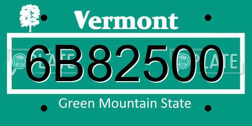 6B82500 Vermont License Plate