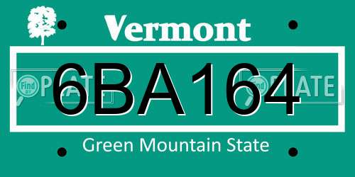 6BA164 Vermont License Plate