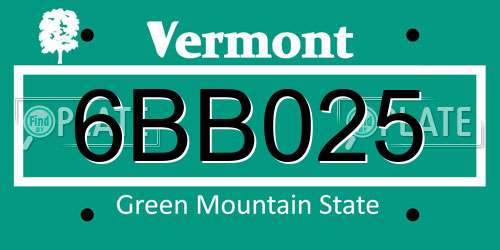 6BB025 Vermont License Plate