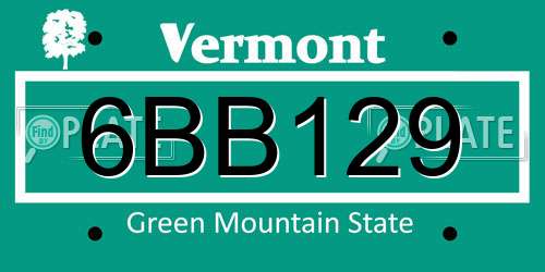 6BB129 Vermont License Plate