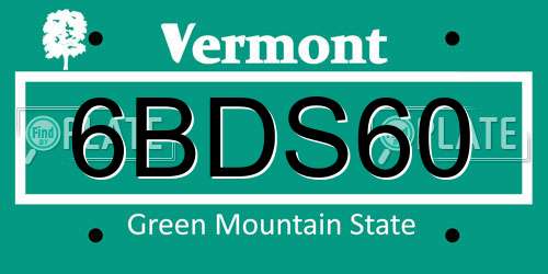 6BDS60 Vermont License Plate