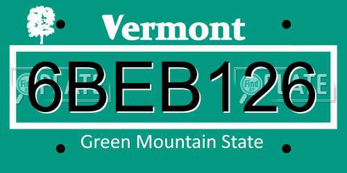 6BEB126 Vermont License Plate
